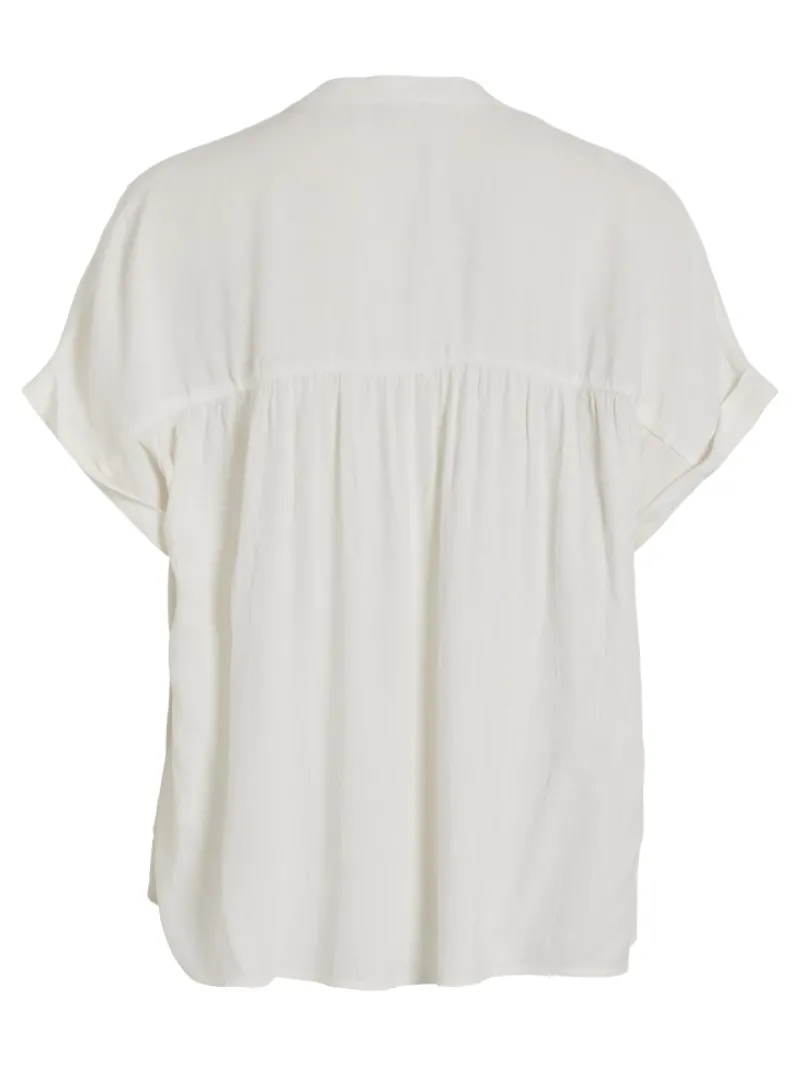 Vila Blusen*VIYARINA V-NECK S/S TOP/R egret