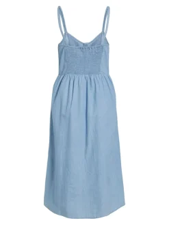 Vila Kleider*VIZIA STRAP MIDI DENIM DRESS - NOOS Light Blue Denim