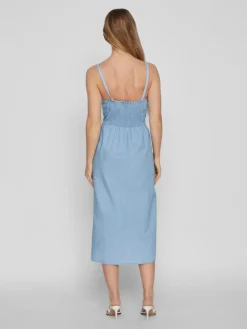 Vila Kleider*VIZIA STRAP MIDI DENIM DRESS - NOOS Light Blue Denim