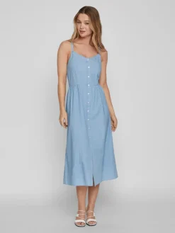 Vila Kleider*VIZIA STRAP MIDI DENIM DRESS - NOOS Light Blue Denim