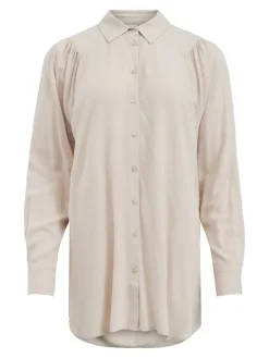 Vila Blusen*VIZUGI L/S LONG SHIRT/SU/PB Cement
