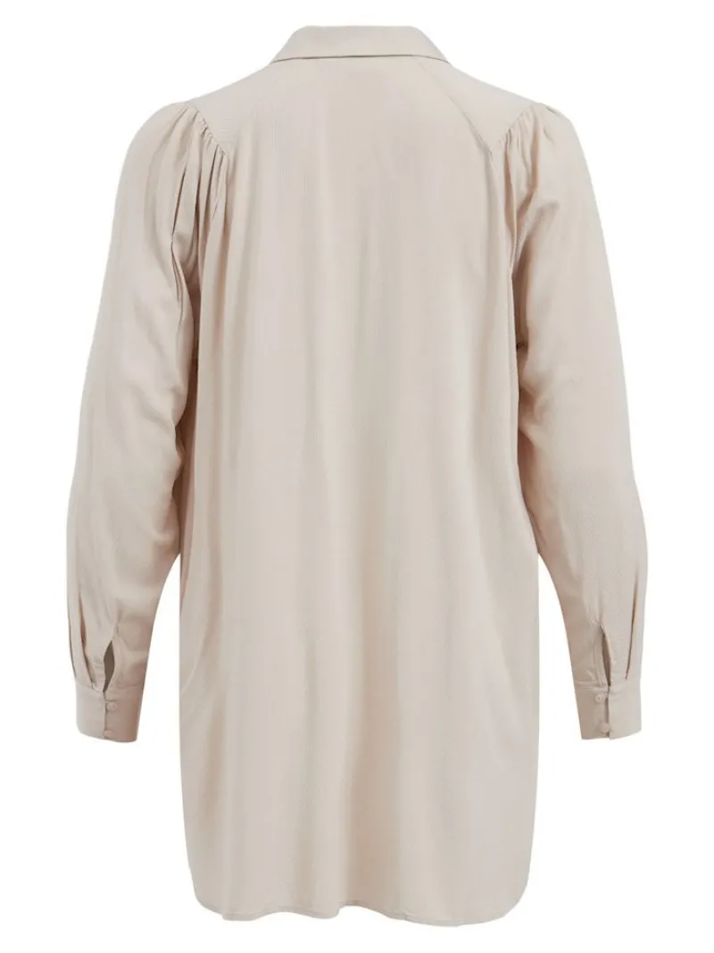 Vila Blusen*VIZUGI L/S LONG SHIRT/SU/PB Cement