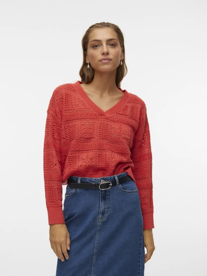 Vero Moda Pullover & Sweatshirts*VMABRIL LS V-NECK PULLOVER GA BOO Cayenne