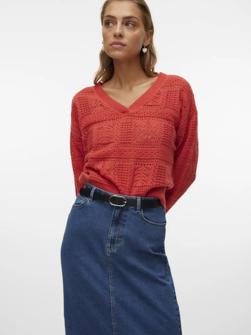 Vero Moda Pullover & Sweatshirts*VMABRIL LS V-NECK PULLOVER GA BOO Cayenne