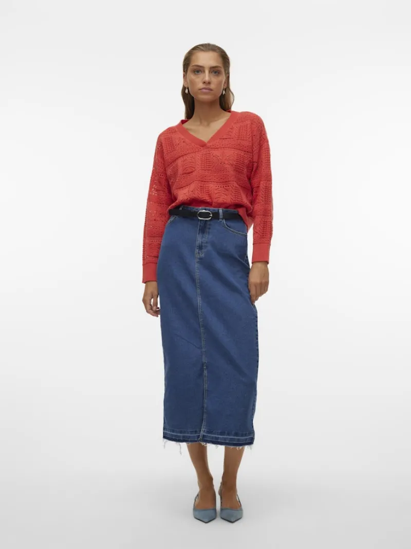 Vero Moda Pullover & Sweatshirts*VMABRIL LS V-NECK PULLOVER GA BOO Cayenne