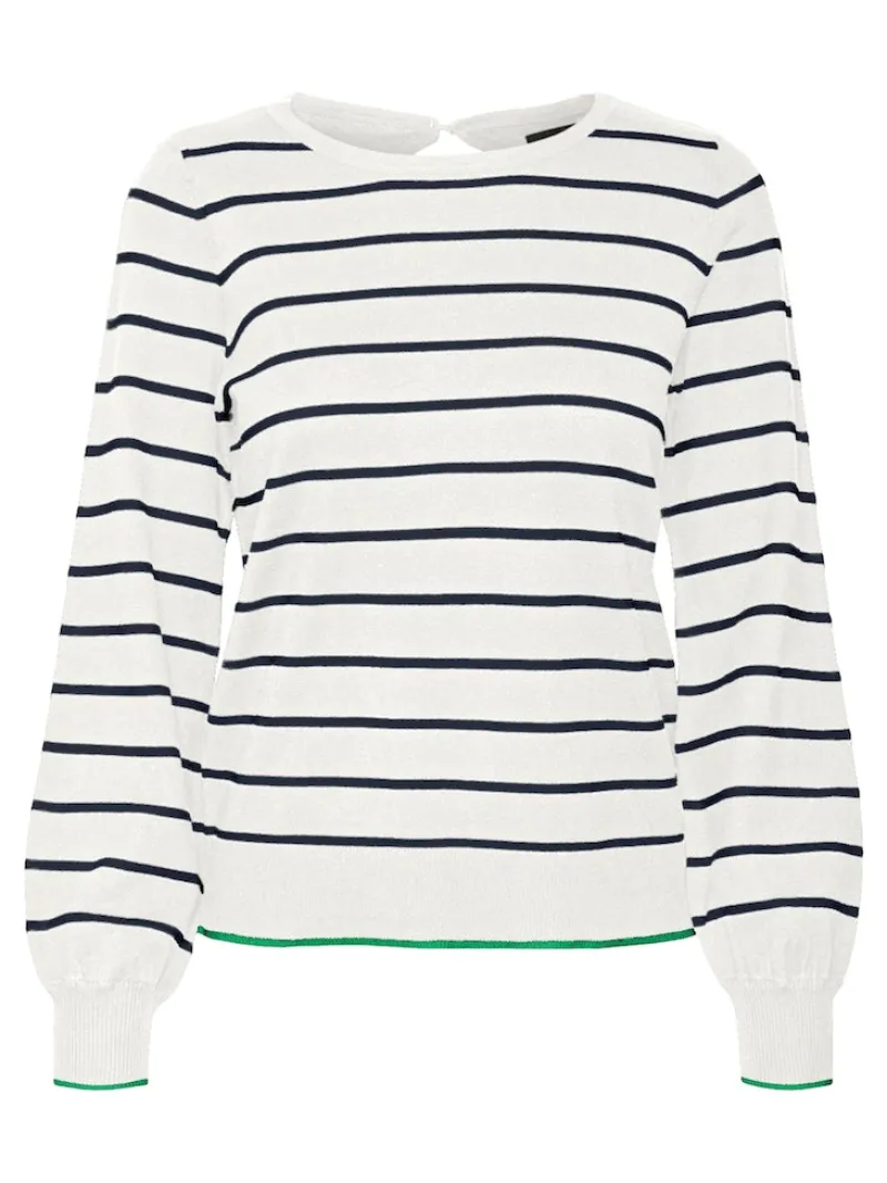 Vero Moda Pullover & Sweatshirts*VMALMA LS O-NCK BUTTON BACK PULLOVER BOO snow white2