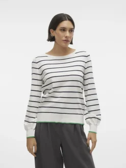 Vero Moda Pullover & Sweatshirts*VMALMA LS O-NCK BUTTON BACK PULLOVER BOO snow white2