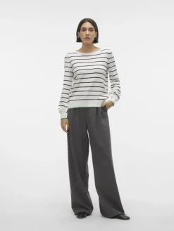 Vero Moda Pullover & Sweatshirts*VMALMA LS O-NCK BUTTON BACK PULLOVER BOO snow white2