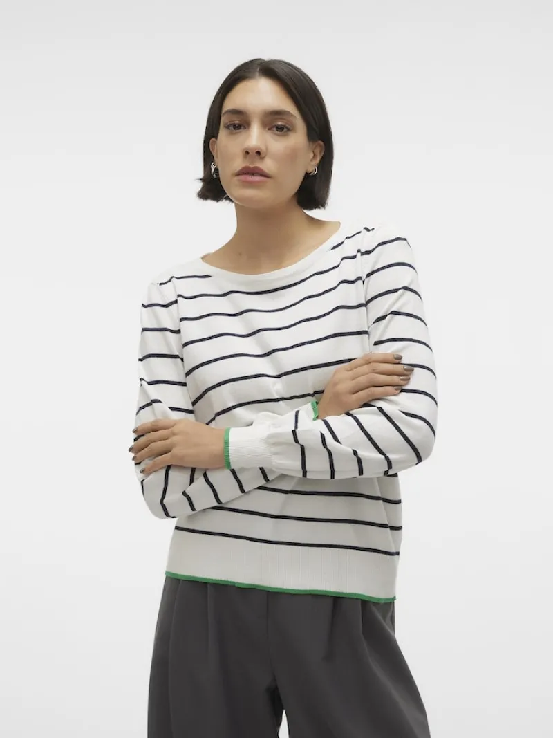 Vero Moda Pullover & Sweatshirts*VMALMA LS O-NCK BUTTON BACK PULLOVER BOO snow white2