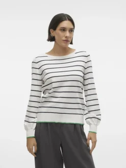 Vero Moda Pullover & Sweatshirts*VMALMA LS O-NCK BUTTON BACK PULLOVER BOO snow white2