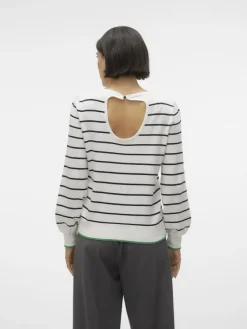 Vero Moda Pullover & Sweatshirts*VMALMA LS O-NCK BUTTON BACK PULLOVER BOO snow white2