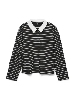 Vero Moda Shirts*VMALMA LS STRIPED POLO TEE EXP Black
