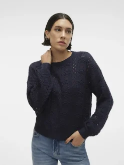 Vero Moda Pullover & Sweatshirts*VMARLET LS O-NECK SHORT PULLOVER BOO Navy Blazer
