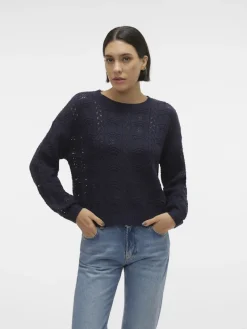 Vero Moda Pullover & Sweatshirts*VMARLET LS O-NECK SHORT PULLOVER BOO Navy Blazer
