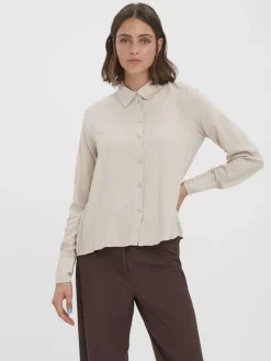 Vero Moda Blusen*VMBEAUTY LS SHIRT WVN GA NOOS Silver Lining