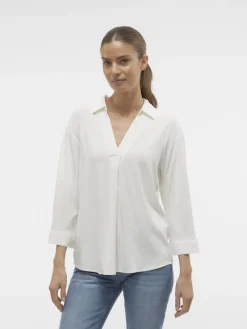 Vero Moda Blusen*VMBELLA 3/4 TOP WVN GA Snow White