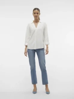 Vero Moda Blusen*VMBELLA 3/4 TOP WVN GA Snow White