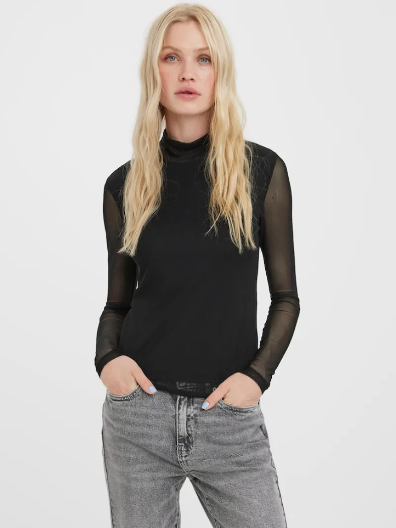 Vero Moda Shirts*VMBELLA LS HIGH NECK JRS NOOS Black