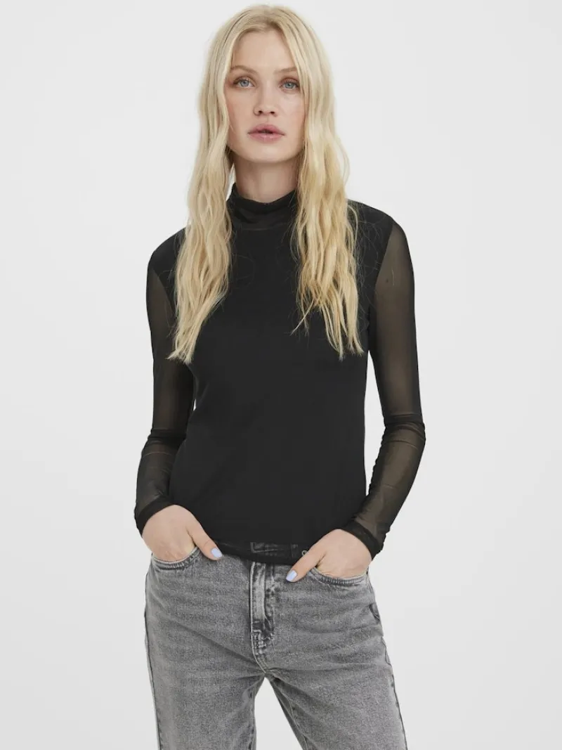 Vero Moda Shirts*VMBELLA LS HIGH NECK JRS NOOS Black