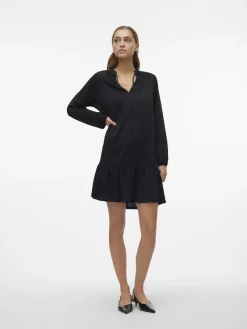 Vero Moda Kleider*VMBILLI LS SHORT DRESS JRS BOO Black