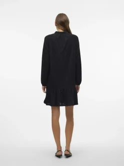 Vero Moda Kleider*VMBILLI LS SHORT DRESS JRS BOO Black
