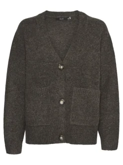 Vero Moda Pullover & Sweatshirts*VMBOOM LS V-NECK BUTTON CARDIGAN GA NOOS chocolate torte