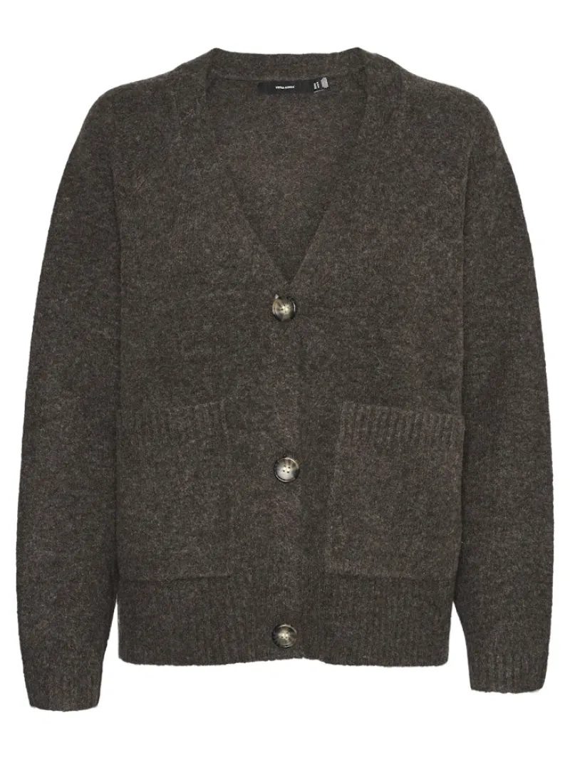 Vero Moda Pullover & Sweatshirts*VMBOOM LS V-NECK BUTTON CARDIGAN GA NOOS chocolate torte