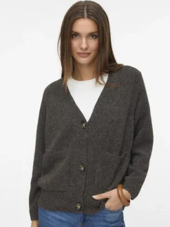 Vero Moda Pullover & Sweatshirts*VMBOOM LS V-NECK BUTTON CARDIGAN GA NOOS chocolate torte