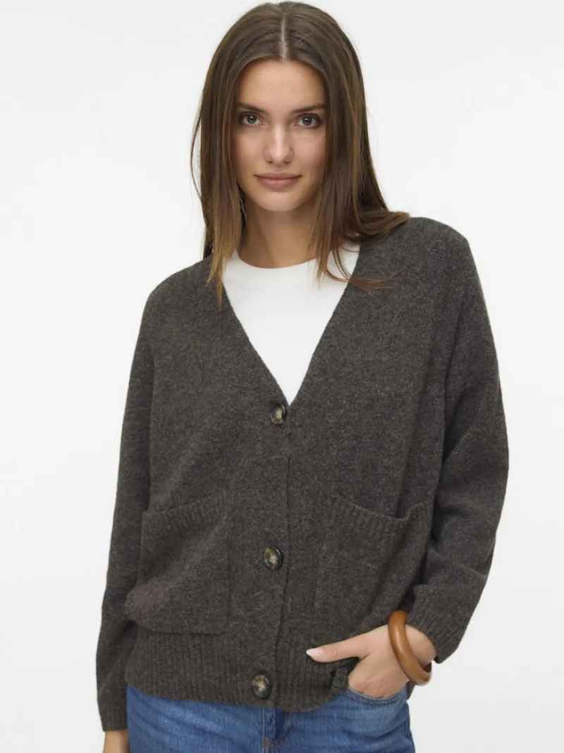 Vero Moda Pullover & Sweatshirts*VMBOOM LS V-NECK BUTTON CARDIGAN GA NOOS chocolate torte