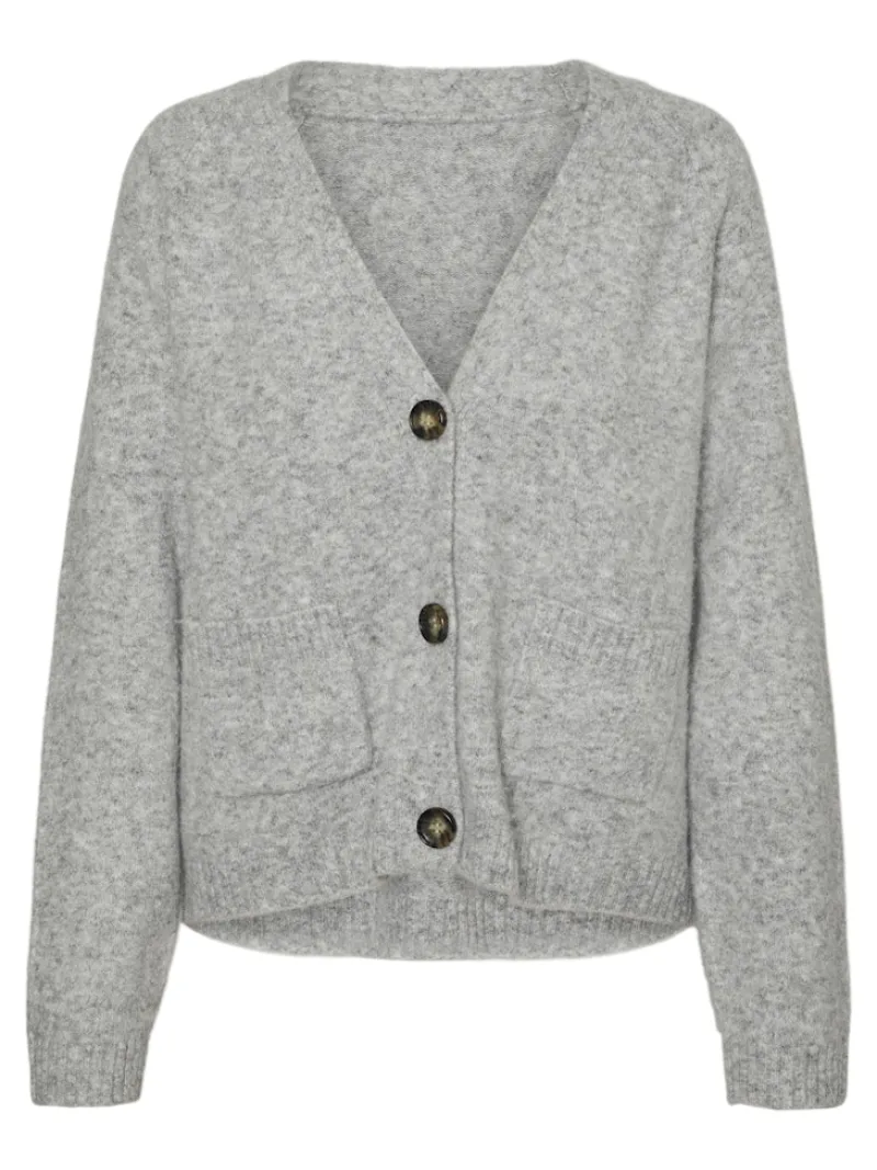 Vero Moda Pullover & Sweatshirts*VMBOOM LS V-NECK BUTTON CARDIGAN GA NOOS Light Grey Melange