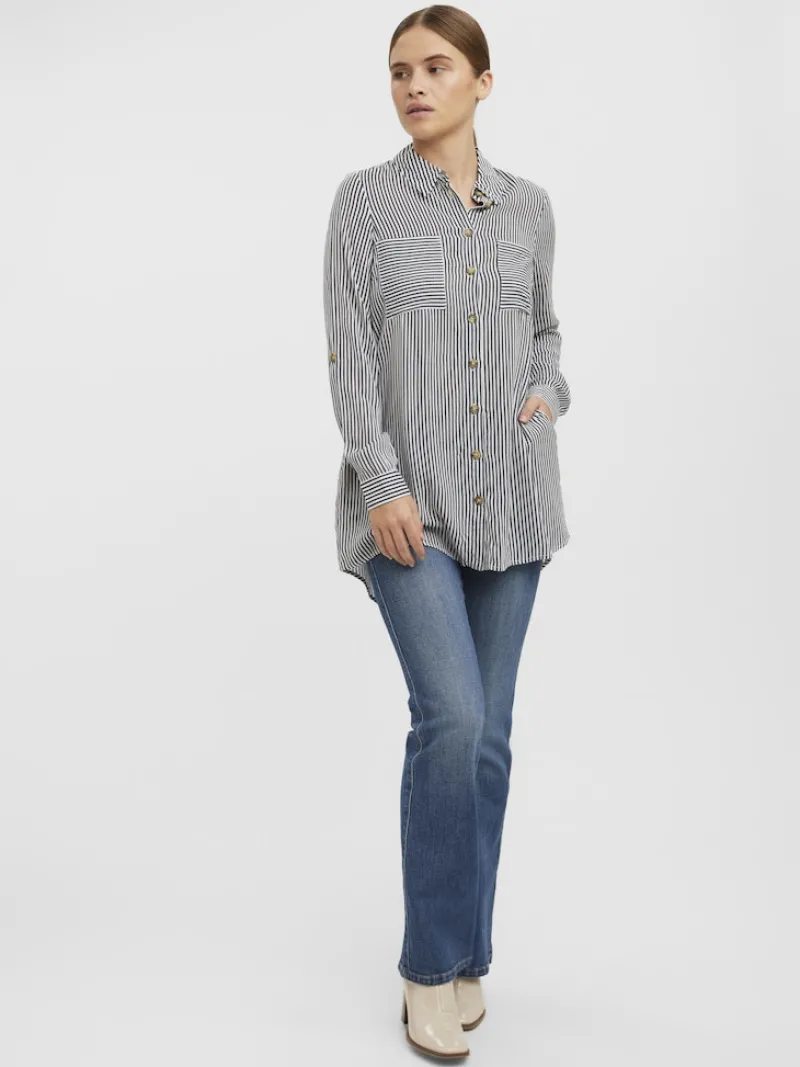 Vero Moda Blusen*VMBUMPY L/S OVERSIZE SHIRT GA Snow White