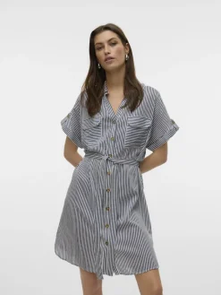 Vero Moda Kleider*VMBUMPY SS SHORT SHIRT DRESS WVN NOOS india ink