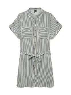 Vero Moda Kleider*VMBUMPY SS SHORT SHIRT DRESS WVN NOOS Laurel Wreath