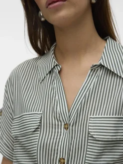 Vero Moda Kleider*VMBUMPY SS SHORT SHIRT DRESS WVN NOOS Laurel Wreath