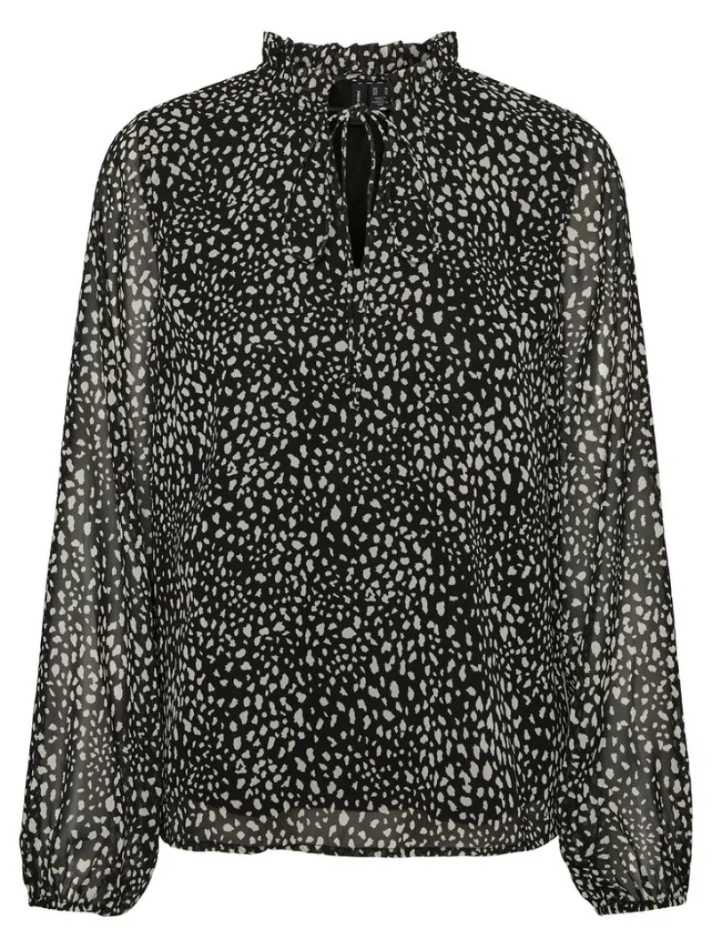 Vero Moda Blusen*VMCAITLYNN L/S TIE TOP EXP GA black2