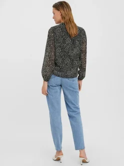 Vero Moda Blusen*VMCAITLYNN L/S TIE TOP EXP GA black2