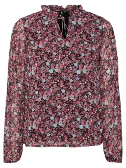 Vero Moda Blusen*VMCAITLYNN L/S TIE TOP EXP GA black1