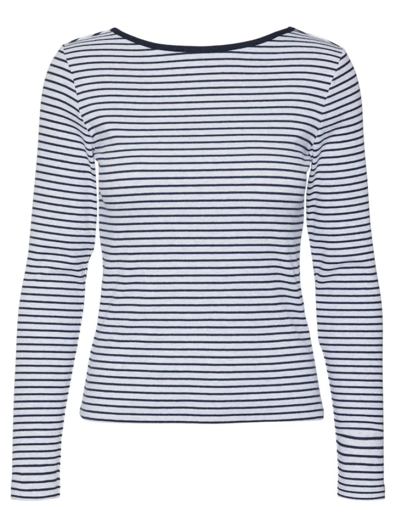Vero Moda Shirts*VMCHLOE STRIPE LS 2WAY SHORT TOP GO NOOS Light Grey Melange