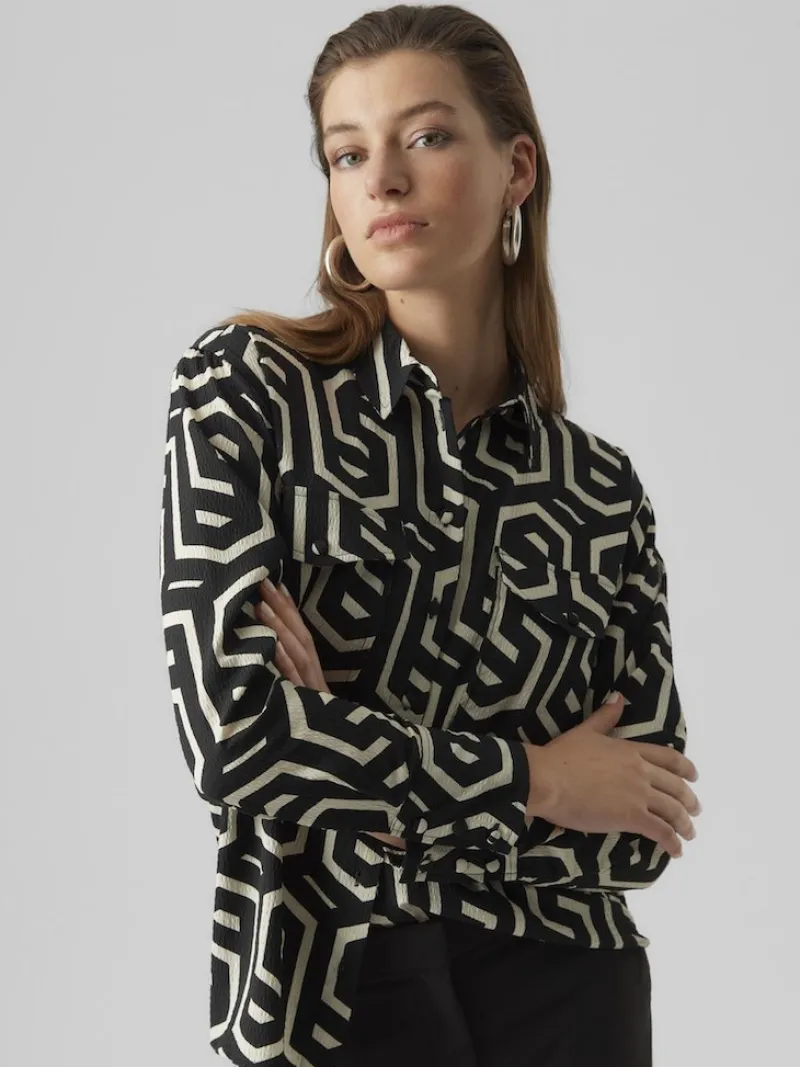 Vero Moda Blusen*VMCIFA L/S SHIRT WVN BTQ Black