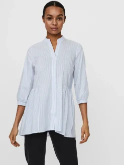 Vero Moda Blusen*VMCLARA 3/4 LONG SHIRT NOOS Snow White