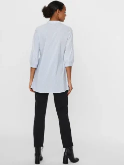 Vero Moda Blusen*VMCLARA 3/4 LONG SHIRT NOOS Snow White