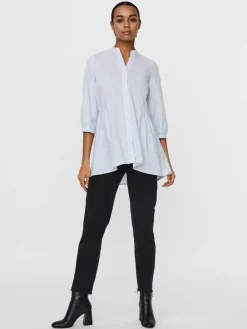 Vero Moda Blusen*VMCLARA 3/4 LONG SHIRT NOOS Snow White