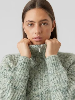 Vero Moda Pullover & Sweatshirts*VMCLAUDIA LS HIGH-NECK ZIPPER BLOUSE GA loden frost