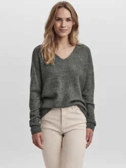 Vero Moda Pullover & Sweatshirts*VMCREWLEFILE LS V-NECK BLOUSE NOOS Balsam Green