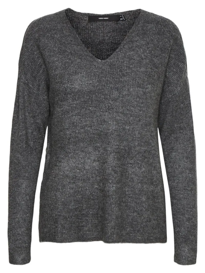 Vero Moda Pullover & Sweatshirts*VMCREWLEFILE LS V-NECK BLOUSE NOOS Medium Grey Melange
