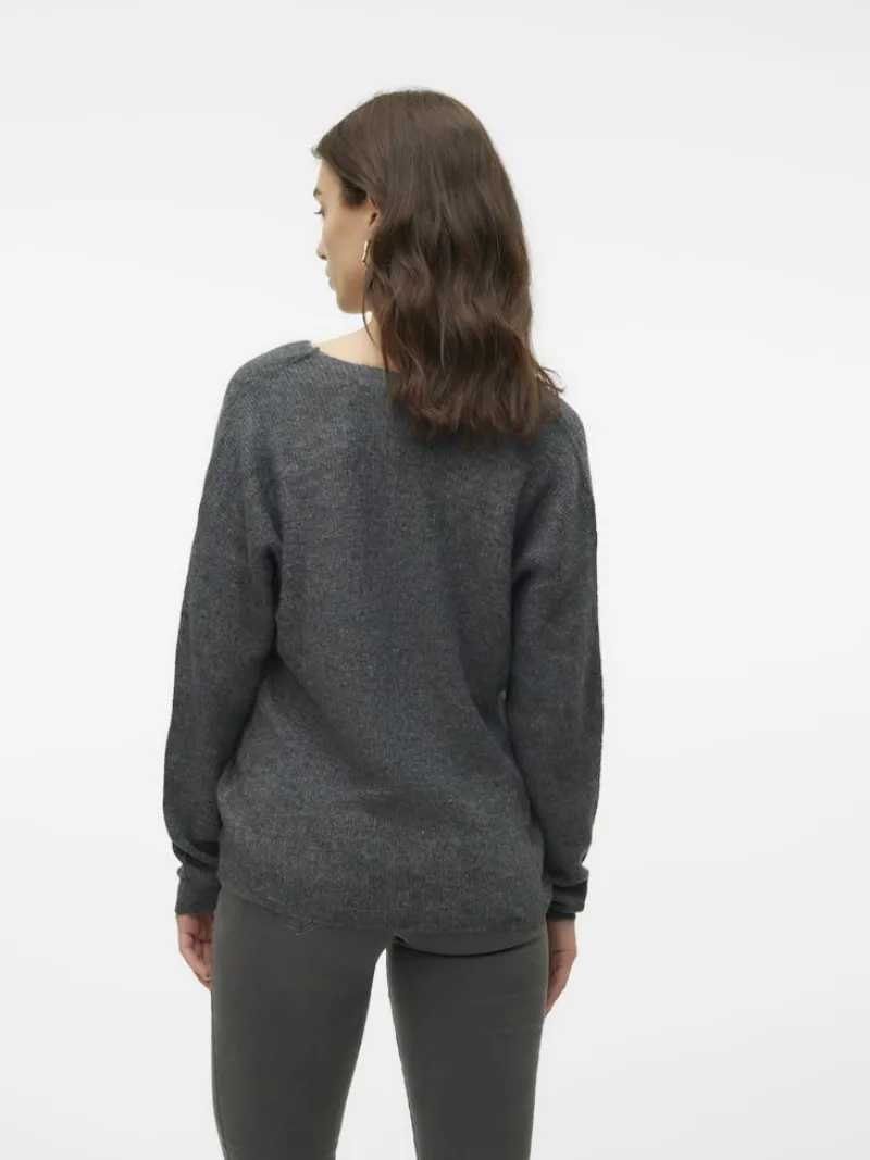 Vero Moda Pullover & Sweatshirts*VMCREWLEFILE LS V-NECK BLOUSE NOOS Medium Grey Melange