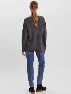 Vero Moda Pullover & Sweatshirts*VMCREWLEFILE LS V-NECK BLOUSE NOOS Medium Grey Melange