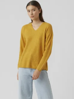 Vero Moda Pullover & Sweatshirts*VMCREWLEFILE LS V-NECK BLOUSE NOOS Golden Yellow