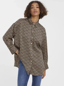 Vero Moda Blusen*VMDAISY DAS LS OVERSIZE SHIRT WVN Silver Mink