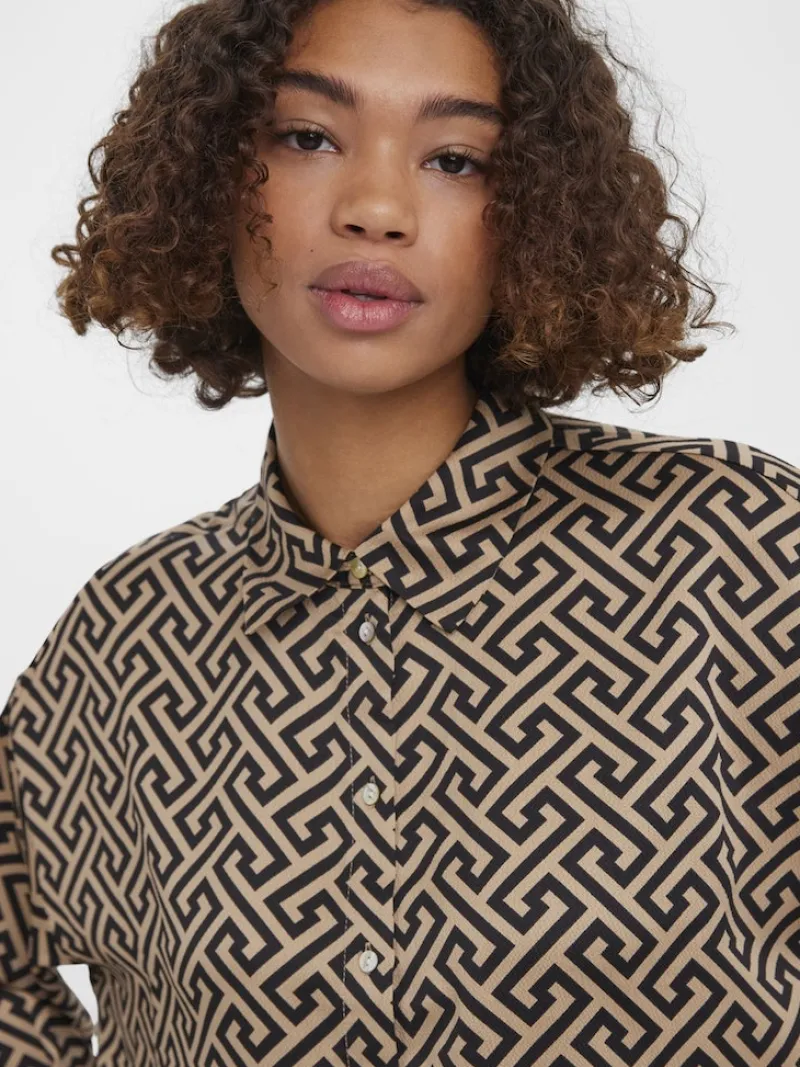 Vero Moda Blusen*VMDAISY DAS LS OVERSIZE SHIRT WVN Silver Mink